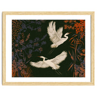 White Herons Flying Asian Art