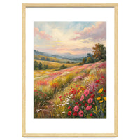 Serene Wildflower Meadow at Sunset Oil Painting