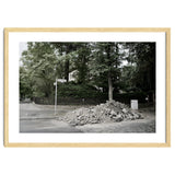 Piled-up rocks under construction on the street thumbnail