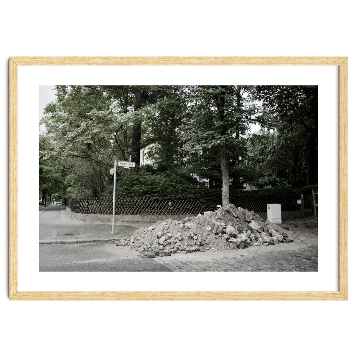 Piled-up rocks under construction on the street