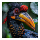 Close Up Of Helmeted Hornbill Bird In Rain (Print Only) thumbnail