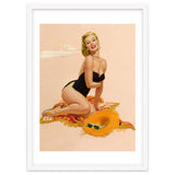 Pinup Woman Is Posing On A Beach thumbnail