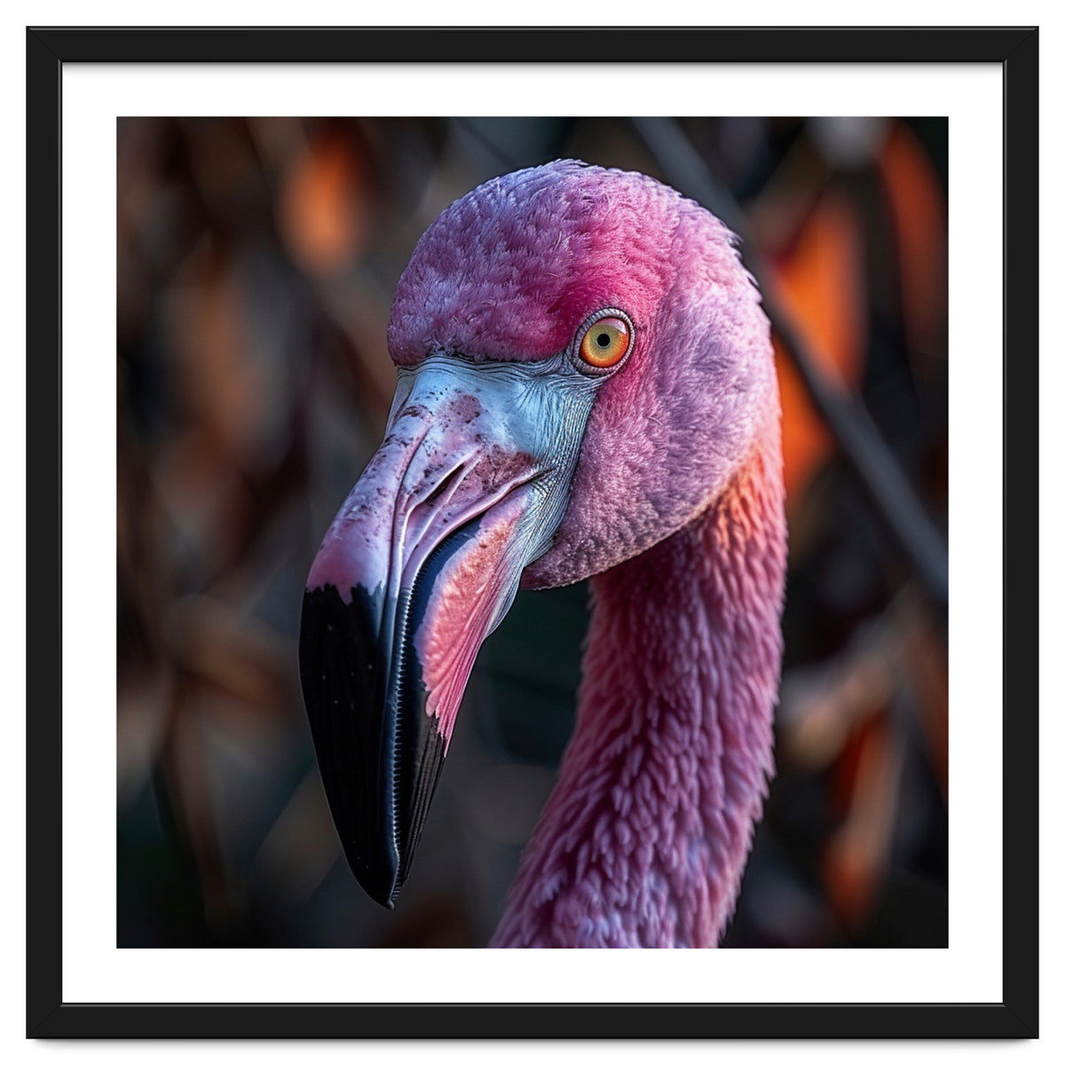 Close Up Of A Pink Flamingo Bird Face
