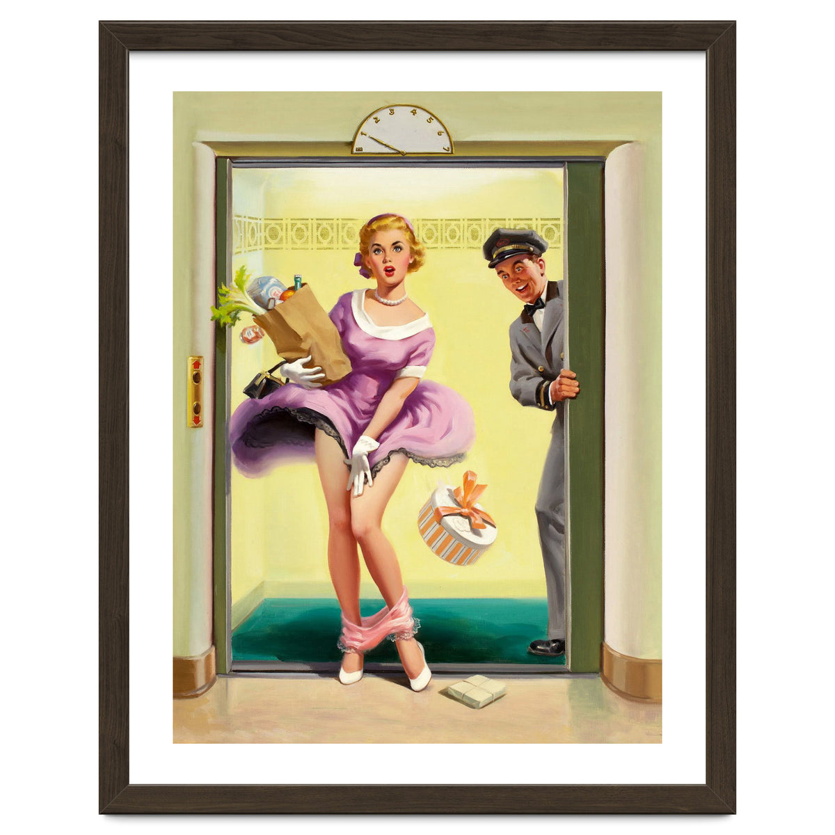 Pinup Sexy Girl Had Accident While Leaving The Elevator