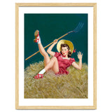 Pinup Sexy Girl Posing On A Hay With A Pitchfork thumbnail