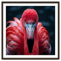 Close Up Flamingo Face With Water Droplets