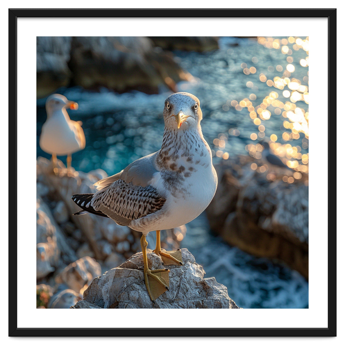 Seagull Standing On Rocks Near Water
