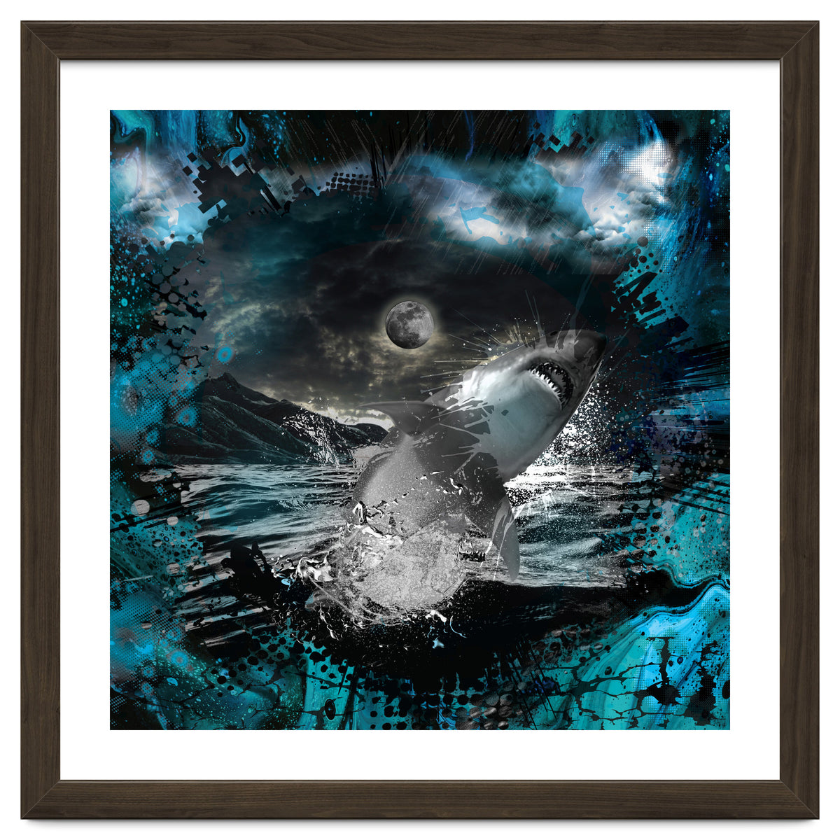 Shark Blue Moon Ocean Splash