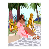 Spirit Animal, Cheetah, Leopard, Tiger Wildlife, Tropical Jungle Wild Cat Animals, Bohemian Woman Travel Garden Nature (Print Only) thumbnail