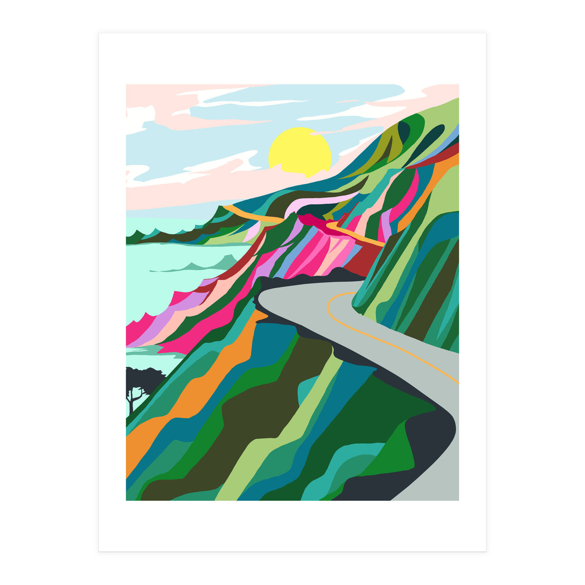 The Best Is Yet To Come, Nature Travel Landscape Colorful, Hope Positivity Growth Mindset, Eclectic Bohemian Forest Contemporary, Illustration Adventure Sunset (Print Only)