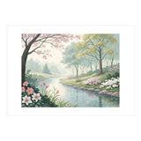 Springtime Blossoms: A Serene Garden Stream (Print Only) thumbnail