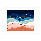 Ocean Heart, Abstract Sea Waves, Tropical Travel Watercolor Painting, Eclectic Bohemian Beach Nature (Print Only) thumbnail
