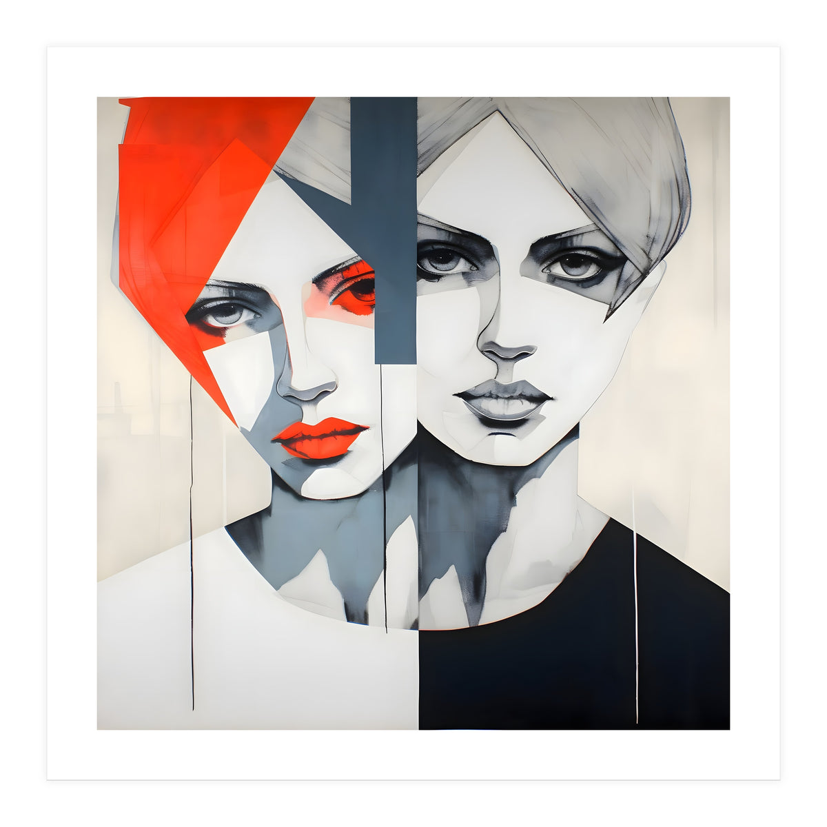 CHIC, Fashion in it's simplist form, two chic women head and shoulders portrait. (Print Only)