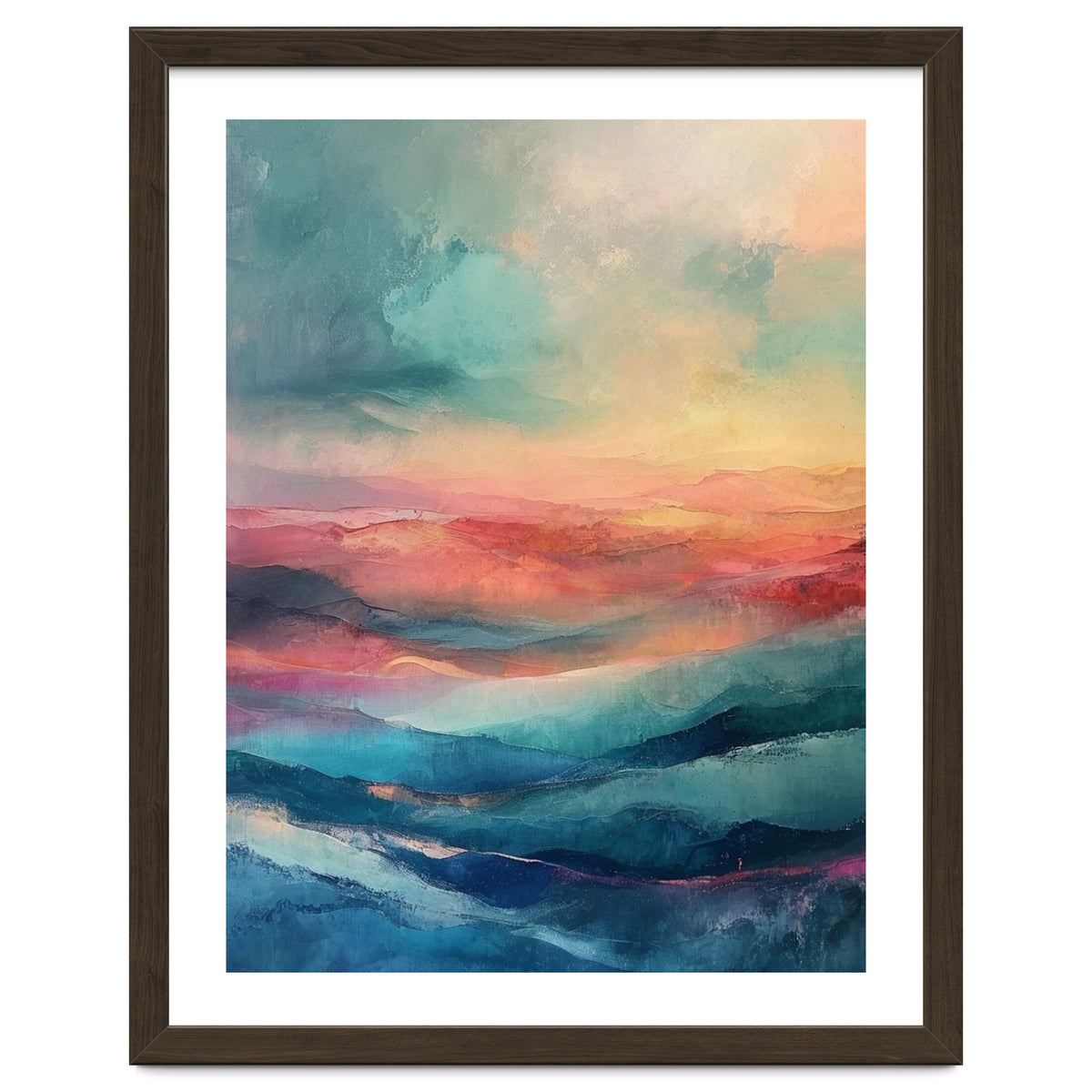 Ethereal Abstract Mountain Mist Painting