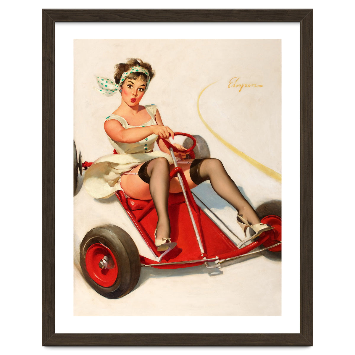 Pinup Sexy Girl On A Go Cart Car