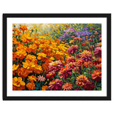 Radiant Summer Zinnia and Marigold Meadow Oil Painting thumbnail