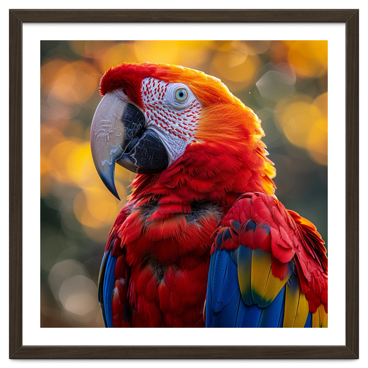 Scarlet Macaw Parrot Close Up Portrait
