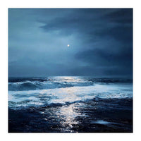 Midnight Seascape with Moonlight Reflecting (Print Only)