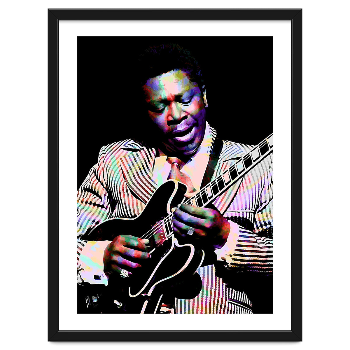 BB King. American Blues Guitarist in Colorful Art