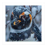 Penguin In Snow Falling Close Up Portrait (Print Only) thumbnail