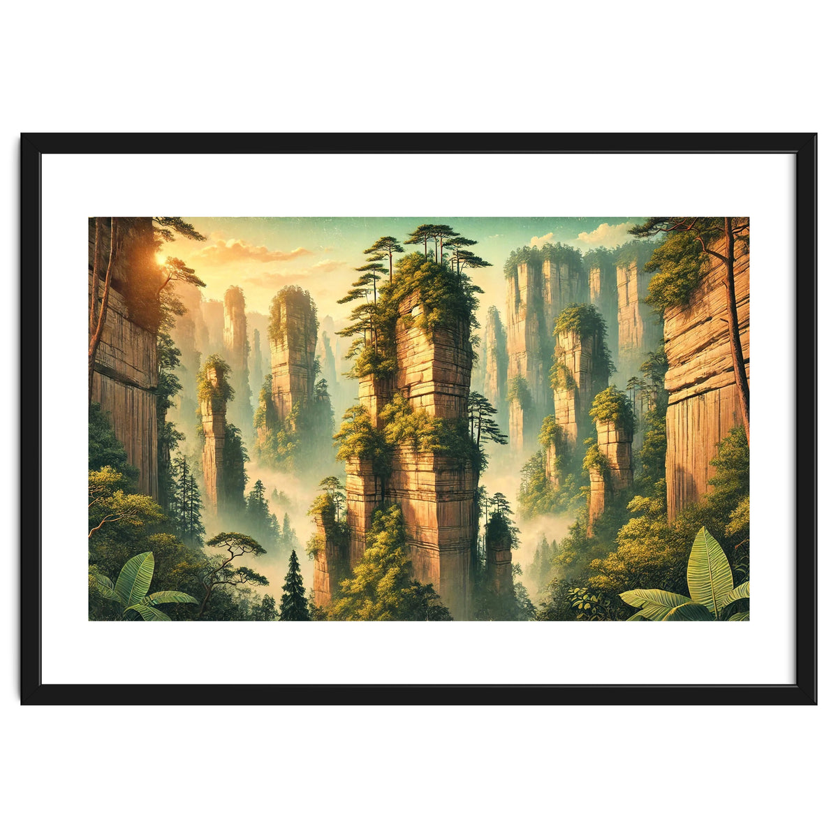 Vintage China, Zhangjiajie Stone Pillars Poster