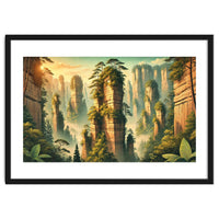 Vintage China, Zhangjiajie Stone Pillars Poster