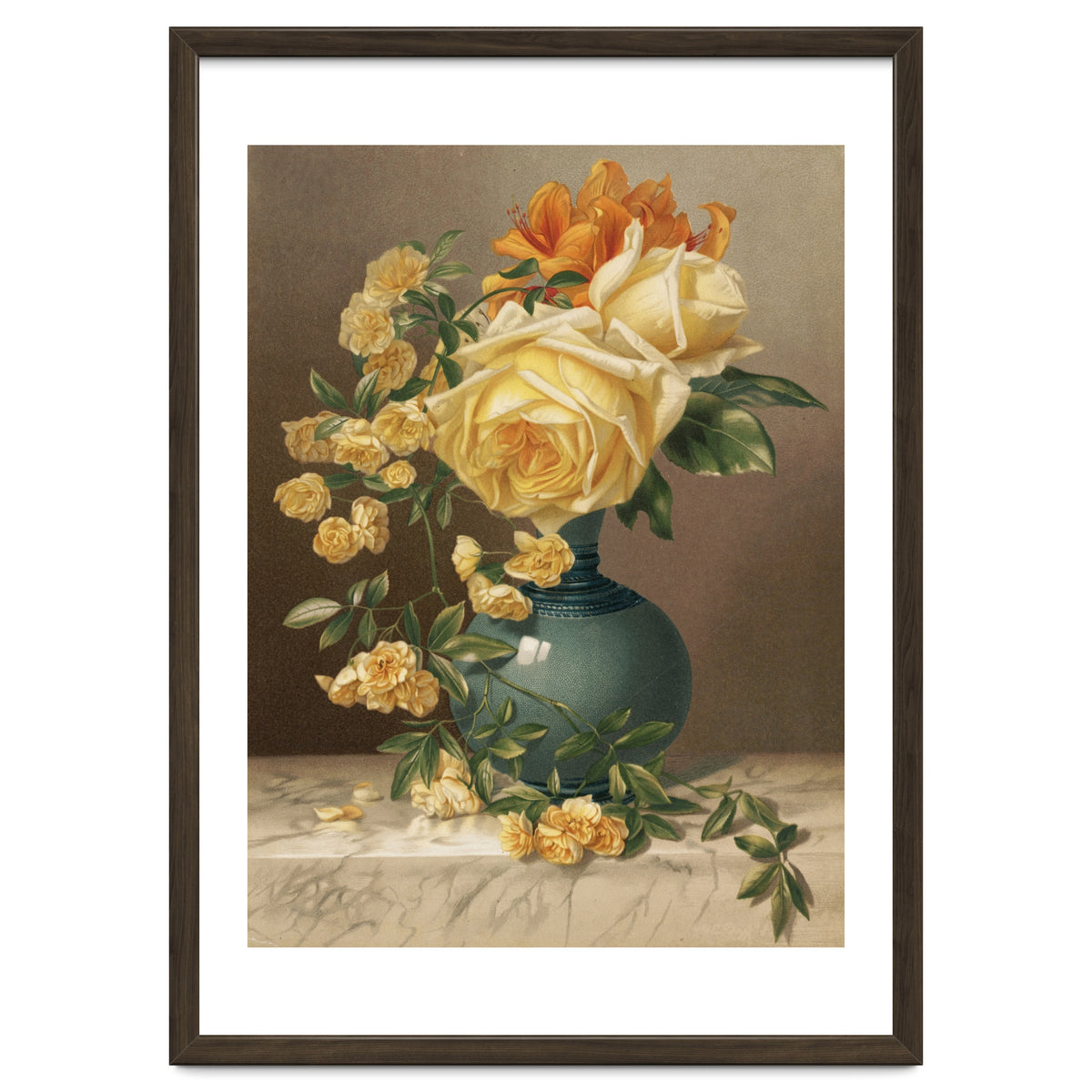William Duffield – Marchal Niel Roses (1883) Botanical Floral Print