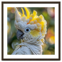 Yellow Crested Cockatoo Bird Close Up Portrait