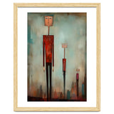CITY HEIGHTS, three human-like forms of differing heights loom over the city below. thumbnail