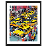 New York Minute, Yellow Taxi Cab Manhattan Downtown Busy Street, Traffic People Buildings Times Square Eclectic Road Architecture thumbnail