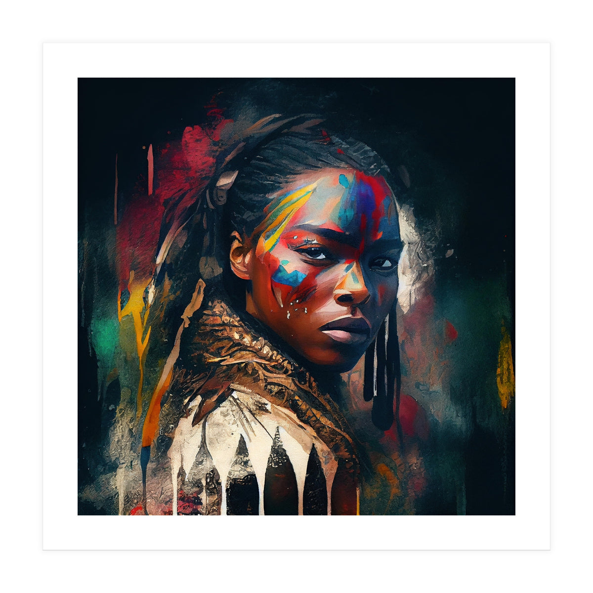 Powerful American Native Warrior Woman #1 (Print Only)