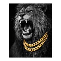 Bejweled hyper-realistic lion photography,diamond fangs portrait (Print Only)