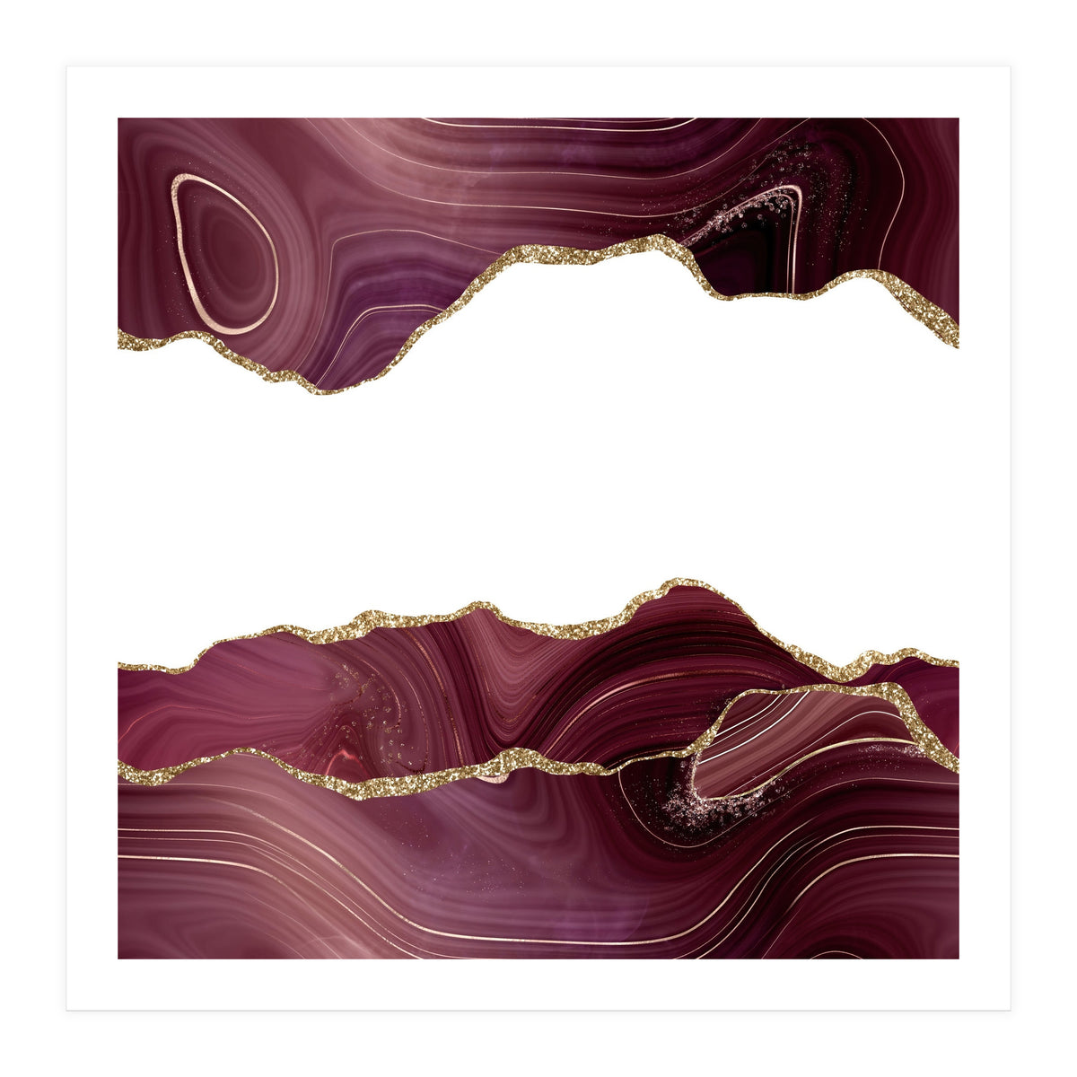 Burgundy & Gold Glitter Agate Texture 07 (Print Only)