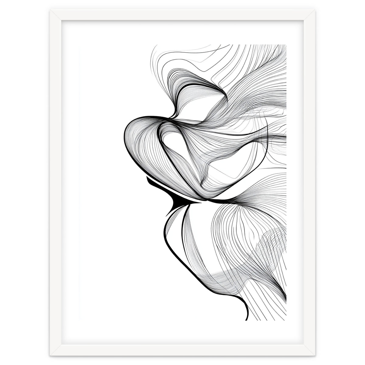 Abstract Black And White Swirls And Lines Flowing Art