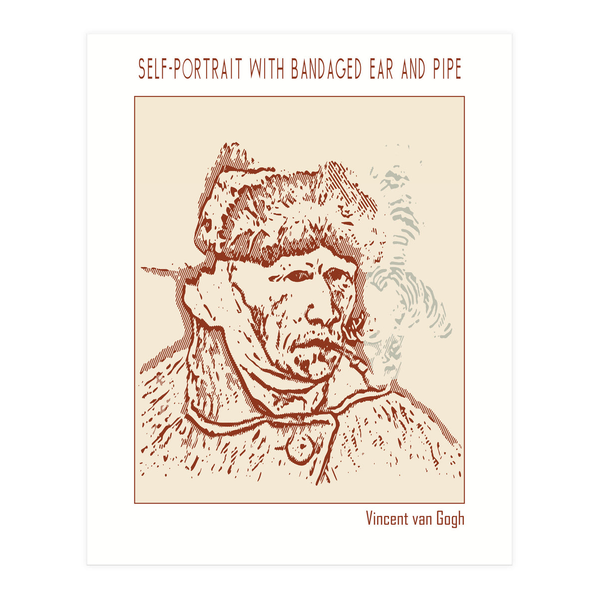 Self Portrait With Bandaged Ear And Pipe – Vincent Van Gogh (Print Only)