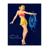 Pinup Girl Is Posing With A Steering Wheel (Print Only) thumbnail