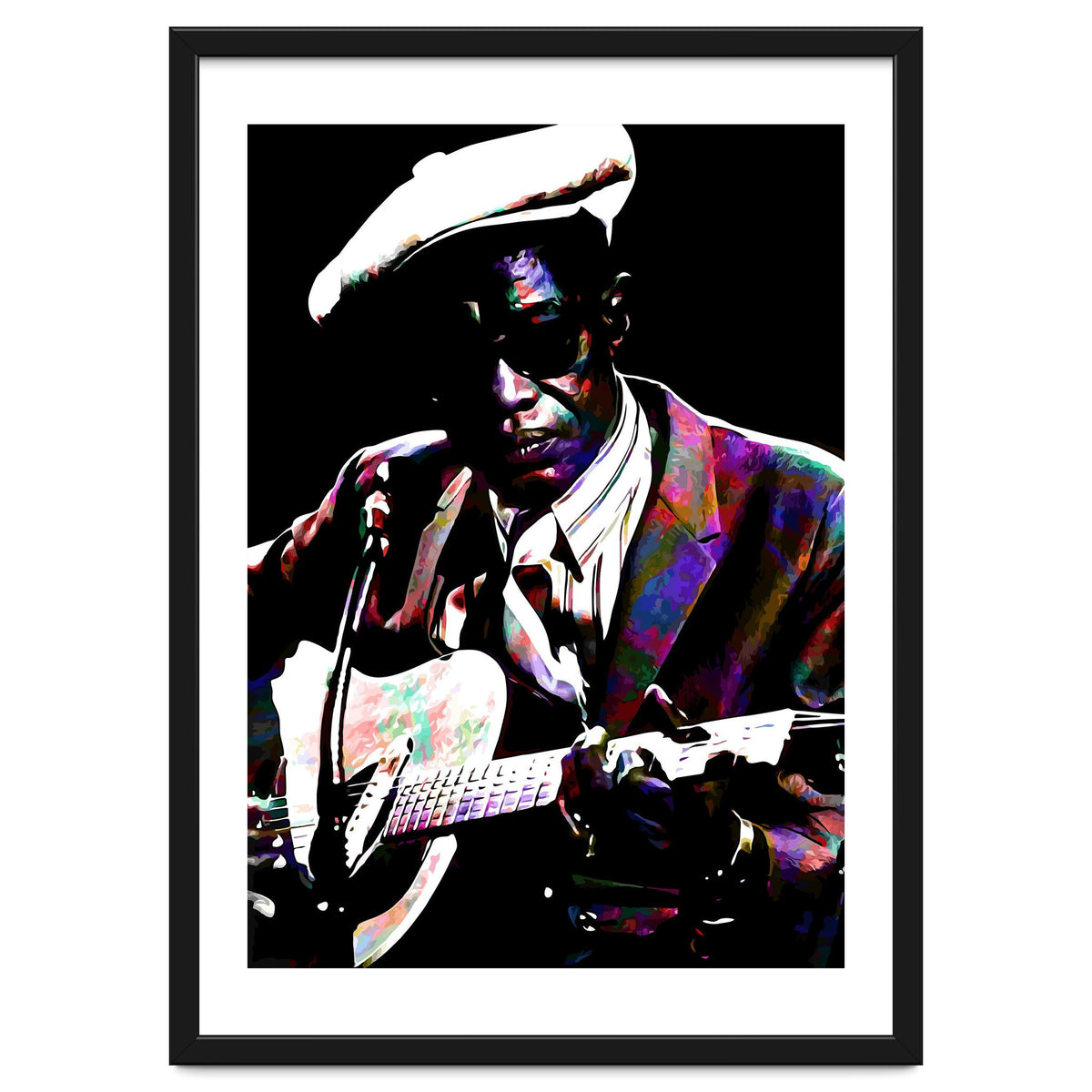 Lightnin' Hopkins American Country Blues Musician legend Colorful Art