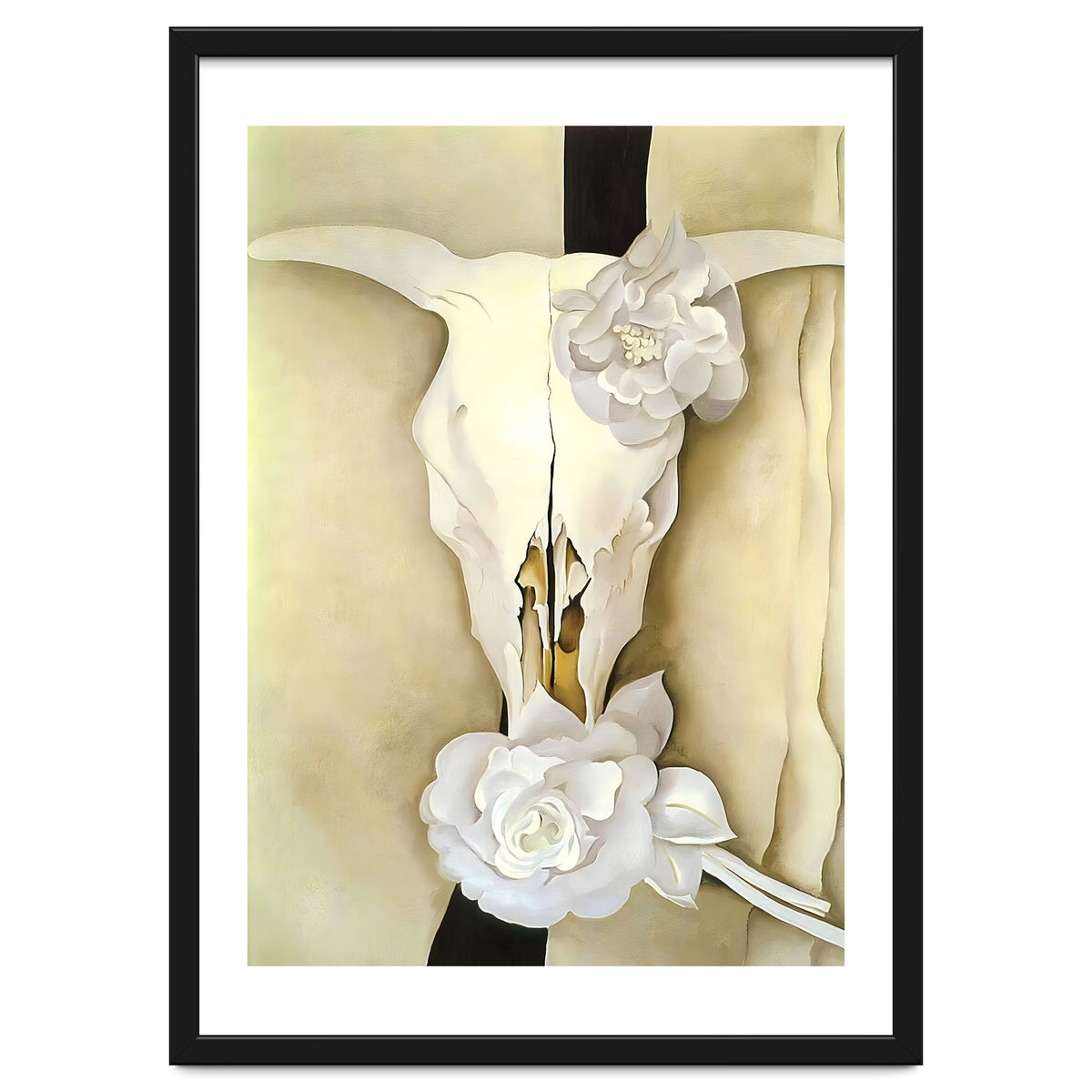 Georgia O’Keeffe – Cow’s Skull with Calico Roses (1931) | Iconic Southwestern Still Life with Desert Symbolism