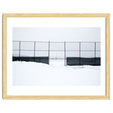 The entrance gate of the snow-covered baseball field thumbnail