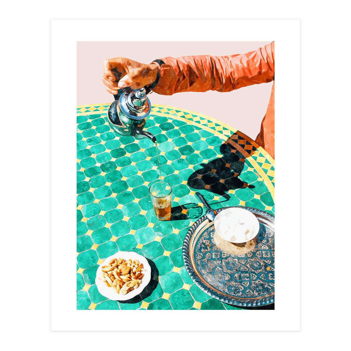 Chai, India Culture & People Painting, Exotic Travel Places Tea Bohemian Colorful Morocco Turkish (Print Only)