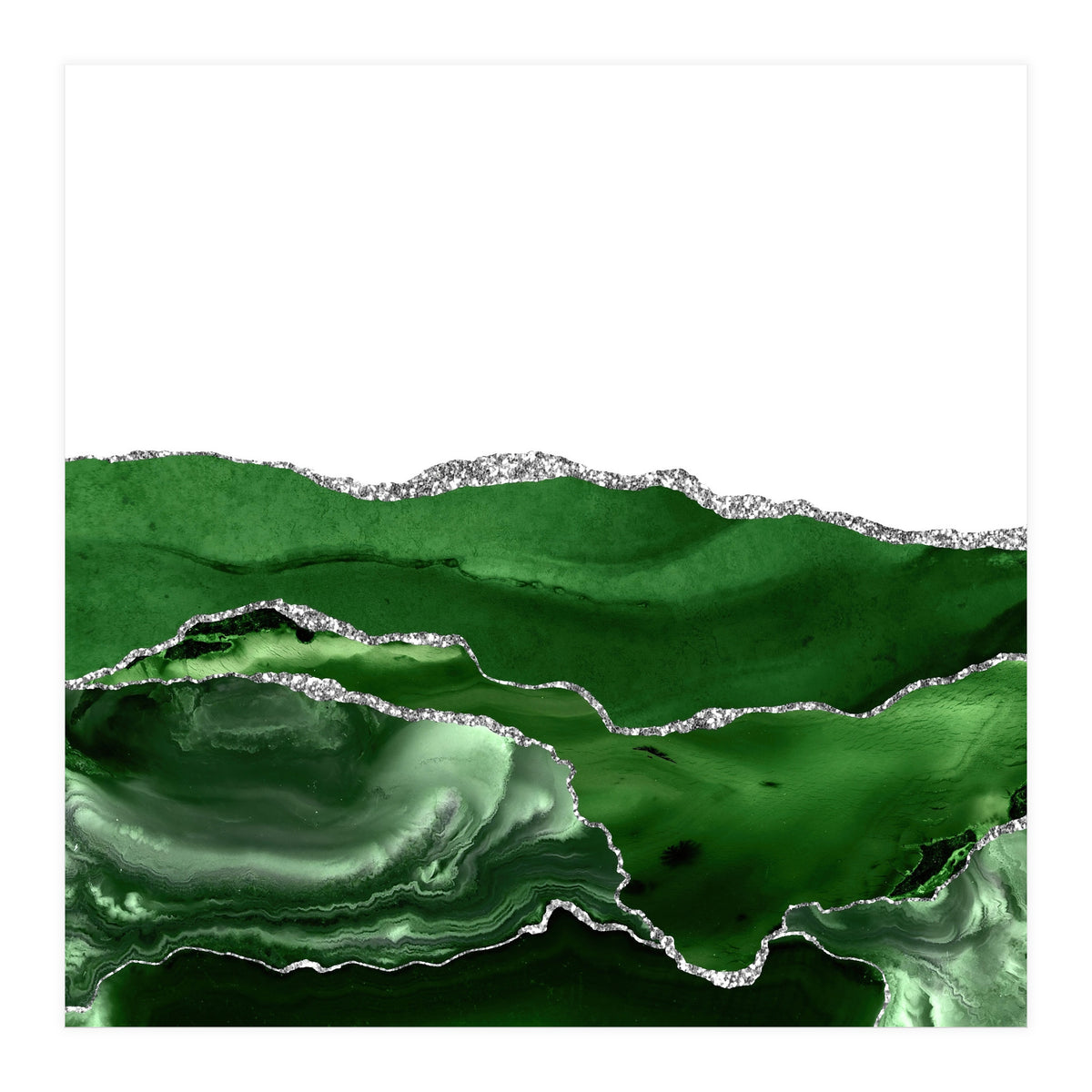 Green & Silver Agate Texture 07 (Print Only)