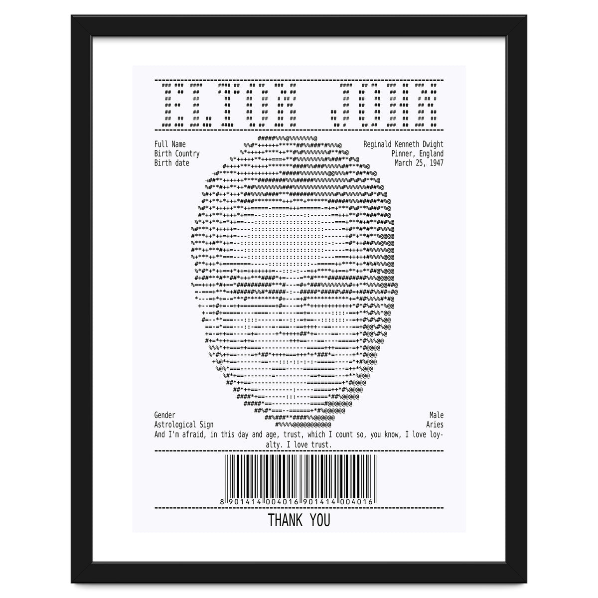 Receipt Art Elton John