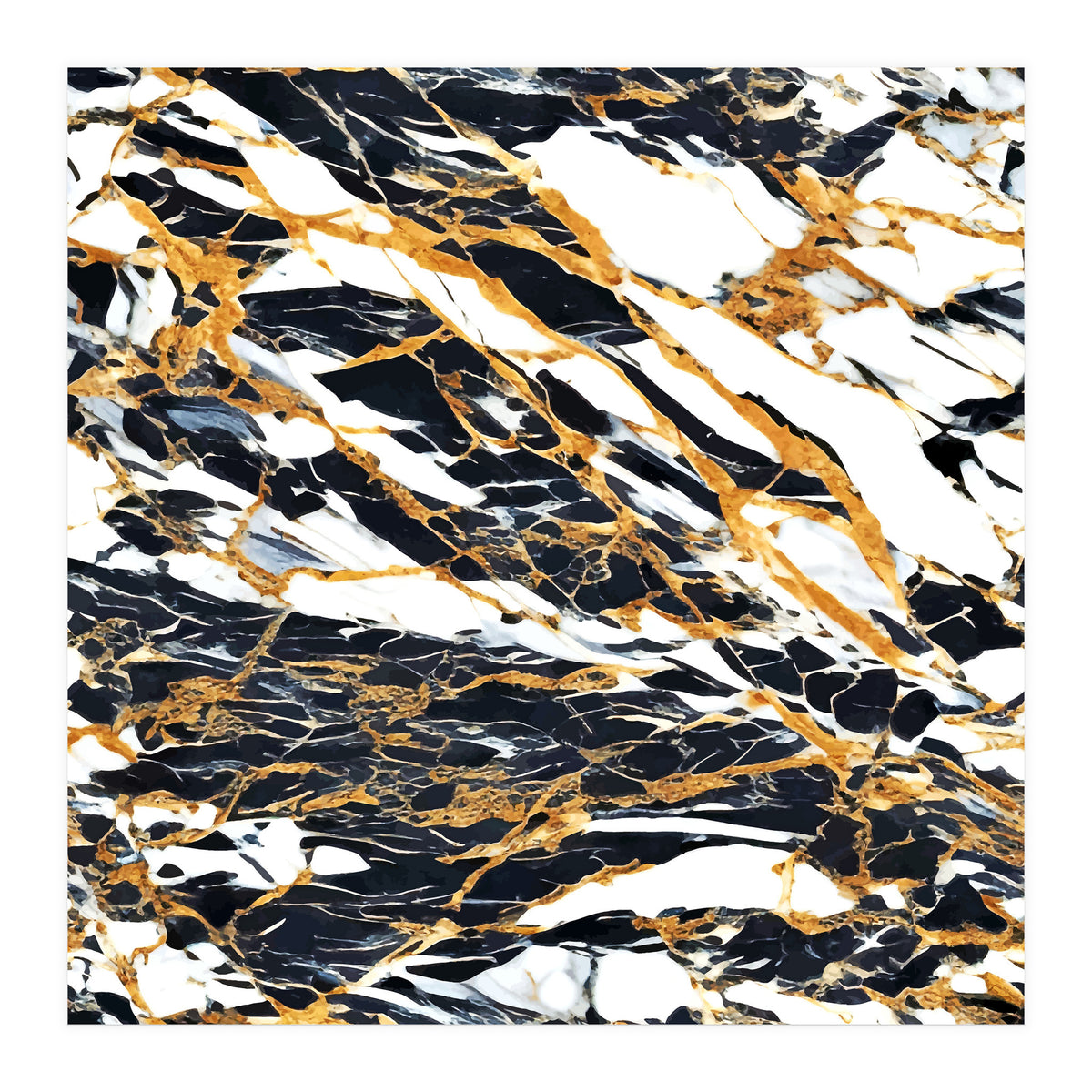 Painted Black Gold & White Marble, Luxe Exotic Eclectic Texture Pattern, Precious Stones Painting (Print Only)