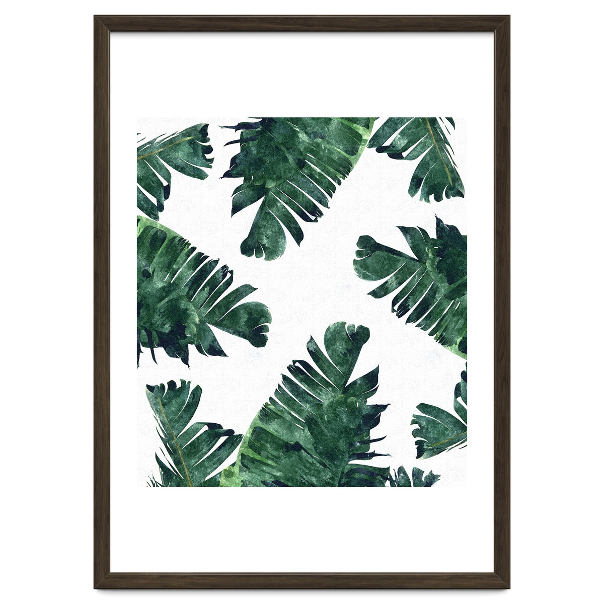 Banana Leaf Watercolor Painting, Tropical Nature Botanical Palm Illustration Bohemian Minimal Luxe