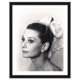Audrey Hepburn with Veil, Classic Hollywood Glamour Photography, Black and White Icon Portrait thumbnail