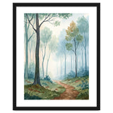 Ethereal Misty Forest Watercolor Art Print thumbnail