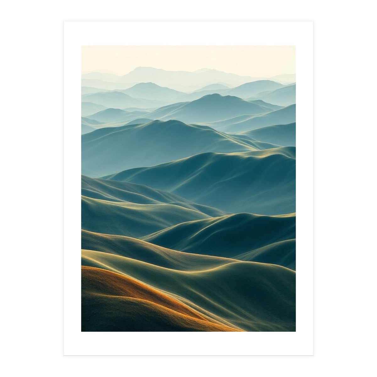 Minimalist Misty Mountain Landscape Wall Art (Print Only)