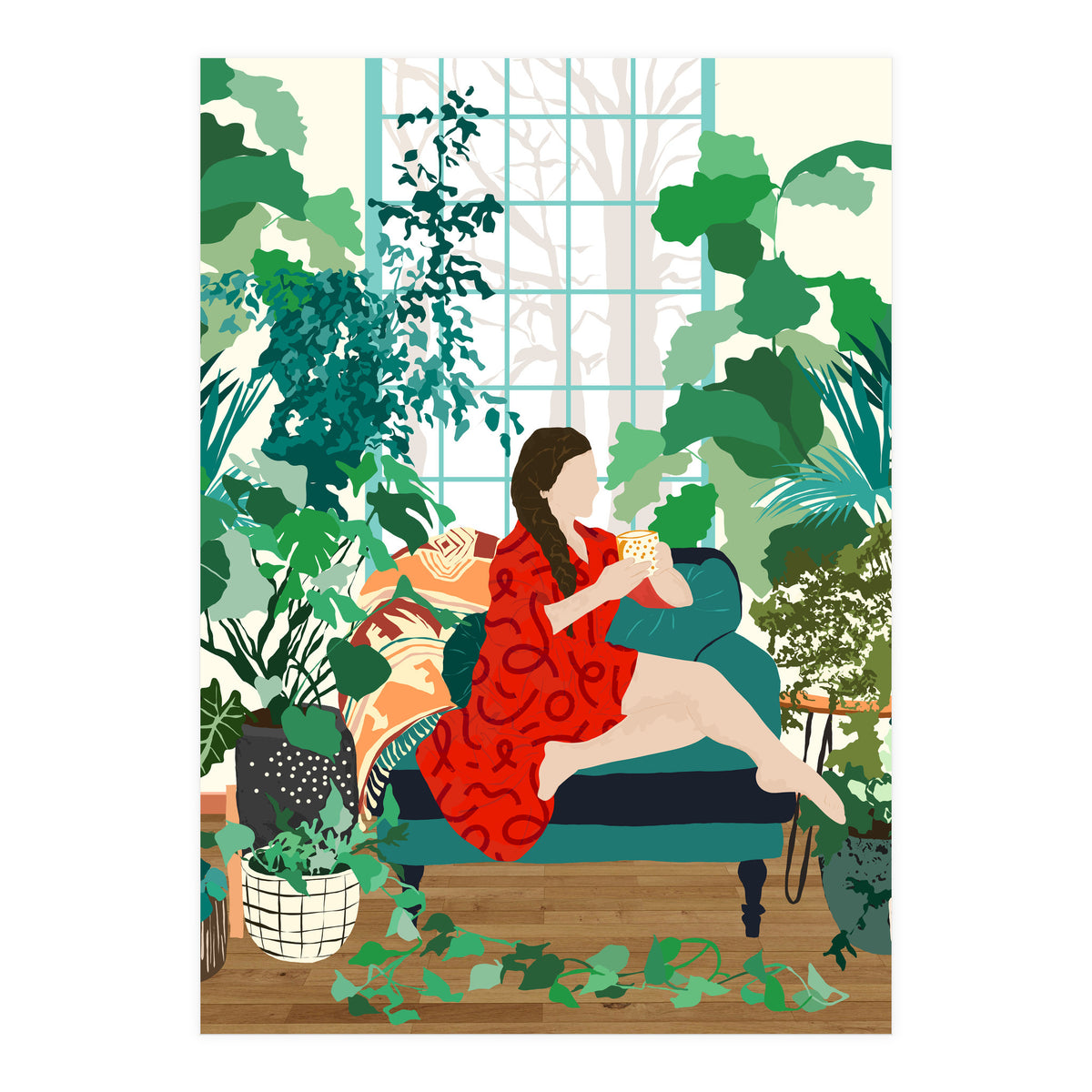 Introspection, Urban Jungle Bohemian Decor Plants, Self Care Plant Lady, Self Love Retrospection Analyse Positivity Mindset Fashion (Print Only)