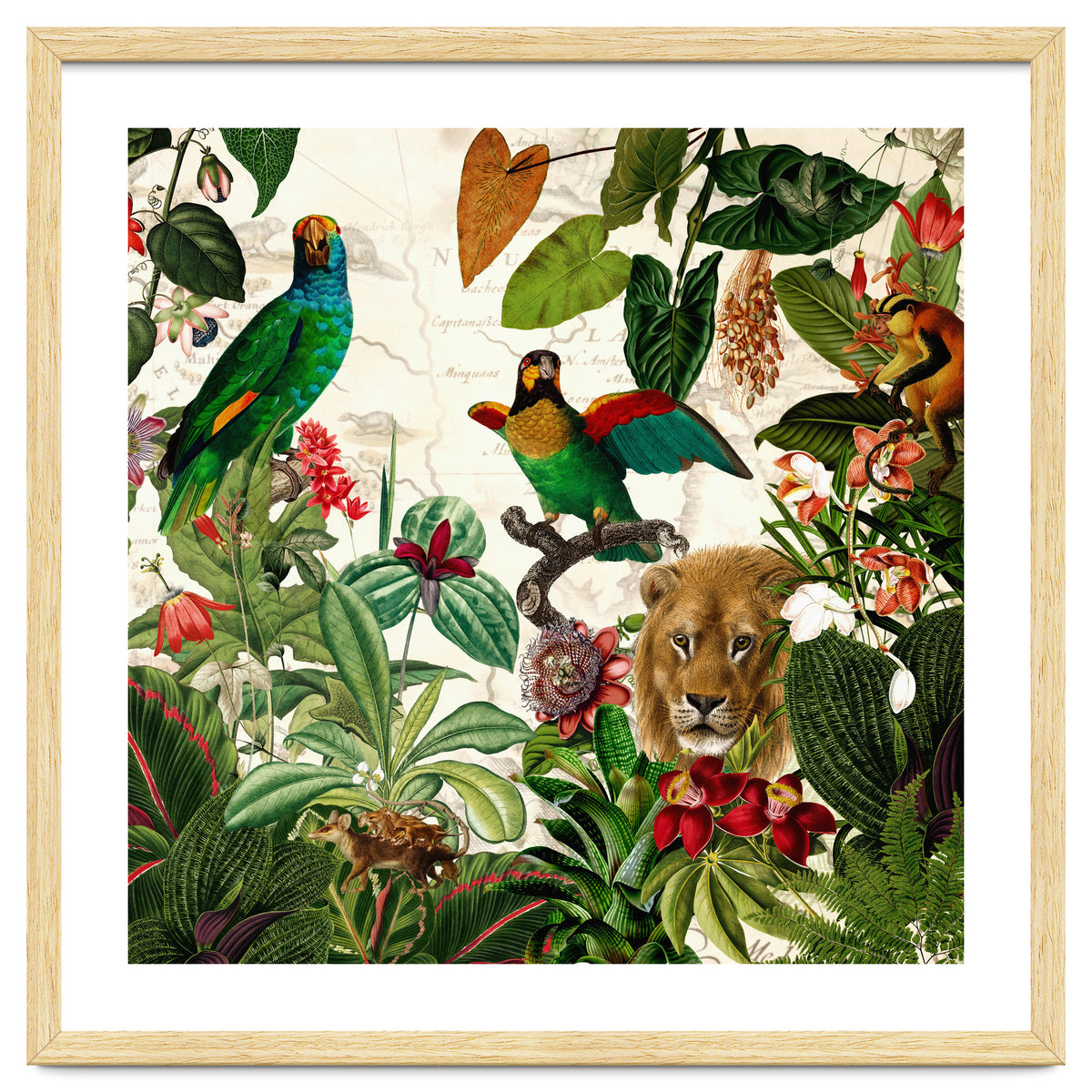 Exotic Lush Jungle And Wild Animals Landscape