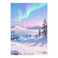 Northern Lights, Aurora Sky, Arctic Landscape, Aurora borealis, Snow Fall (Print Only)